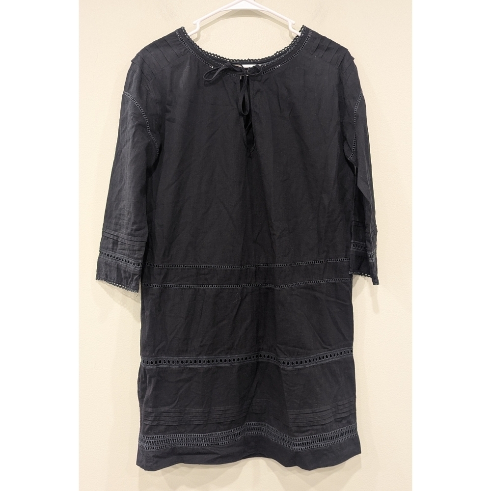 Pam & Gela Black Embroidered Eyelet Cotton Dress Size Small